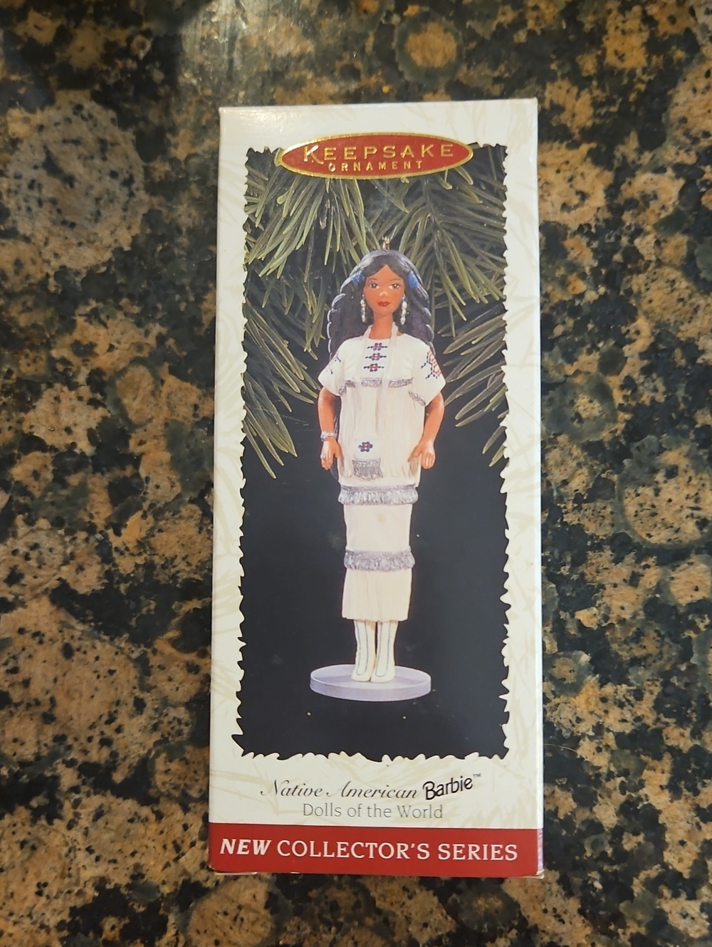 Hallmark Keepsake Ornament Native American Barbie in White Dress 1996